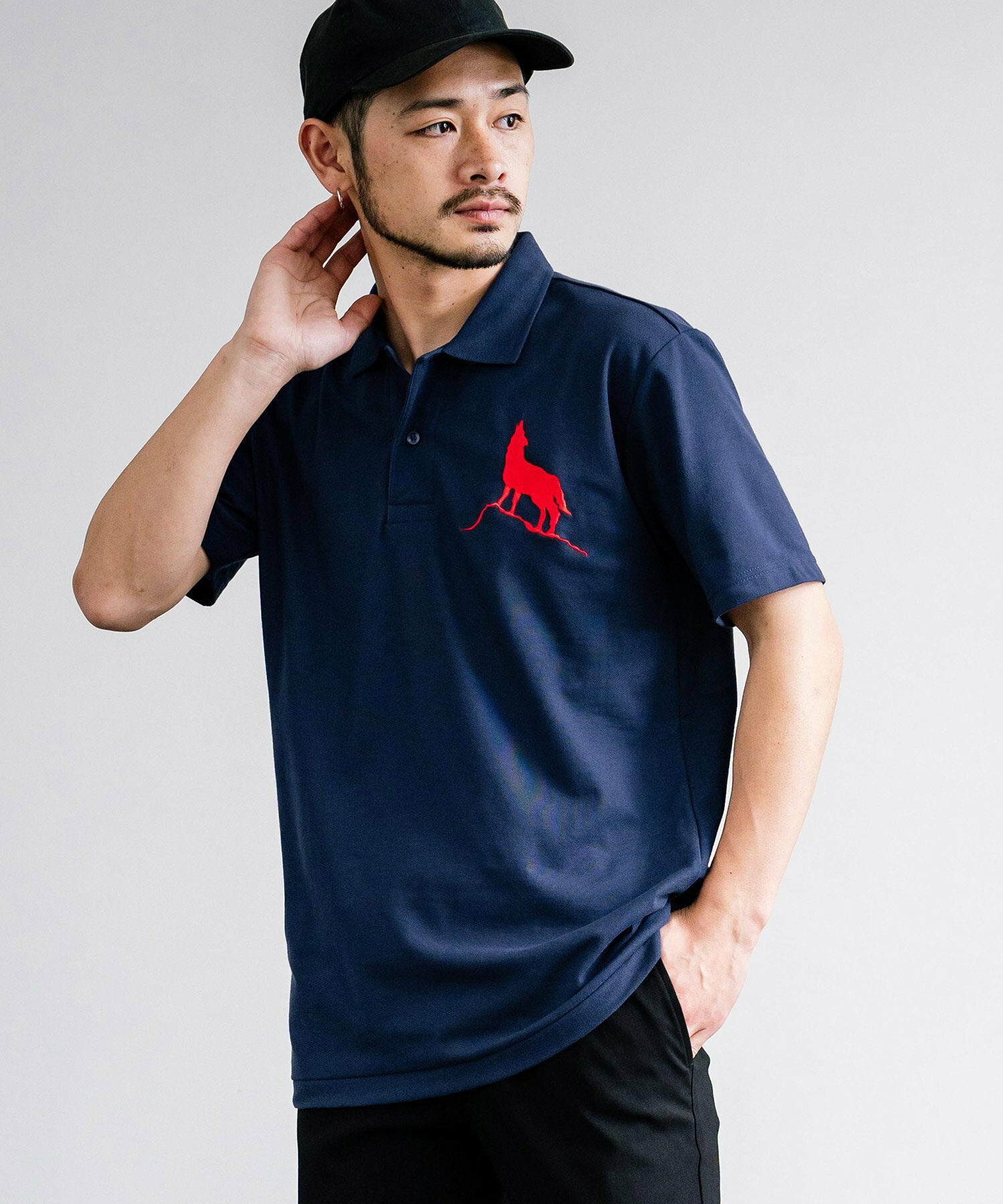 Healthknit Product/ヘルスニットプロダクト ワンポイント刺繍ロゴ半袖ポロシャツ